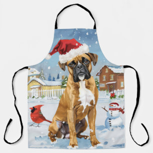 Boxer Dog Winter Wonderland Weihnachtsfreude Schürze