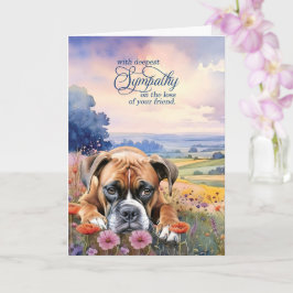 Boxer Dog with Wildflowers Pet Sympathy Karte