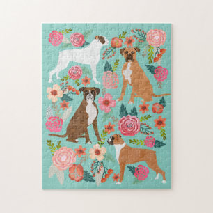 Boxer Dogs Floral Puzzle