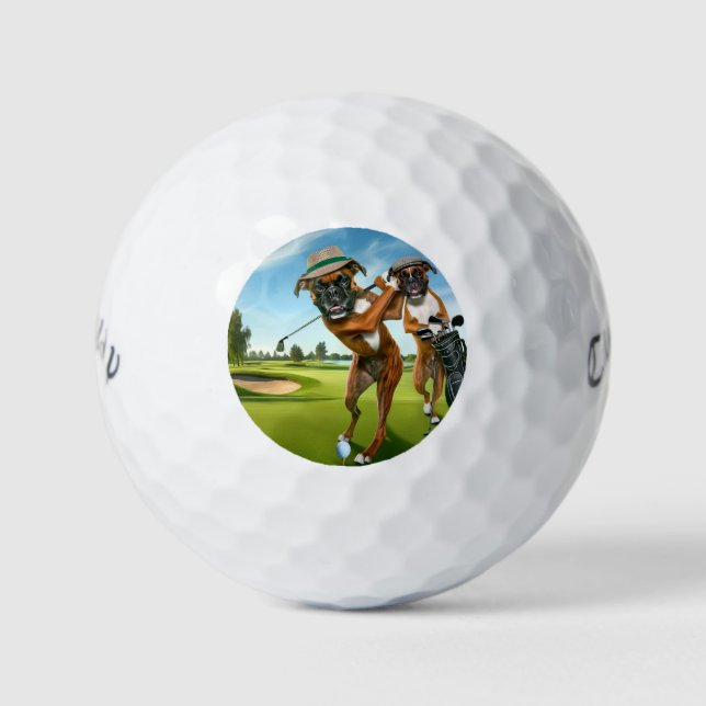 Boxer Dogs Playing Golf Golfball (Vorderseite)