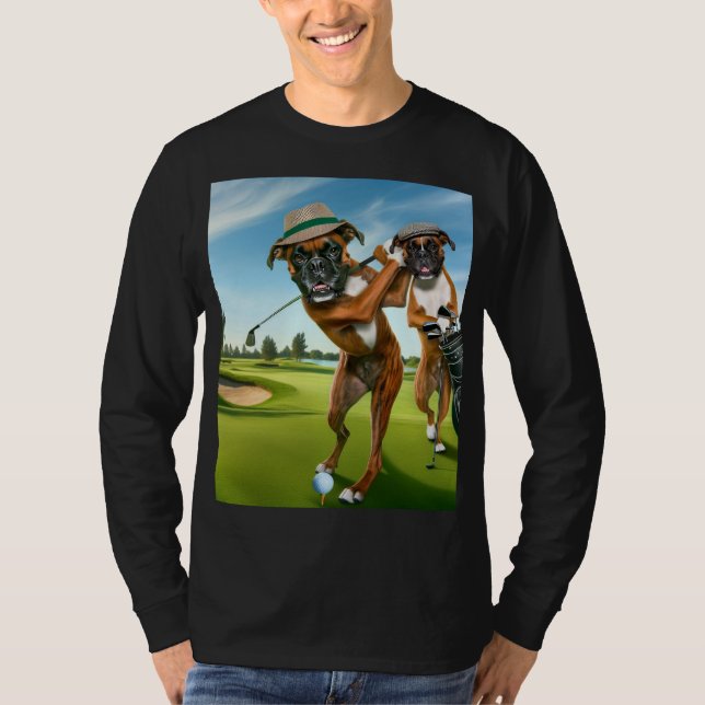 Boxer Dogs Playing Golf T-Shirt (Vorderseite)