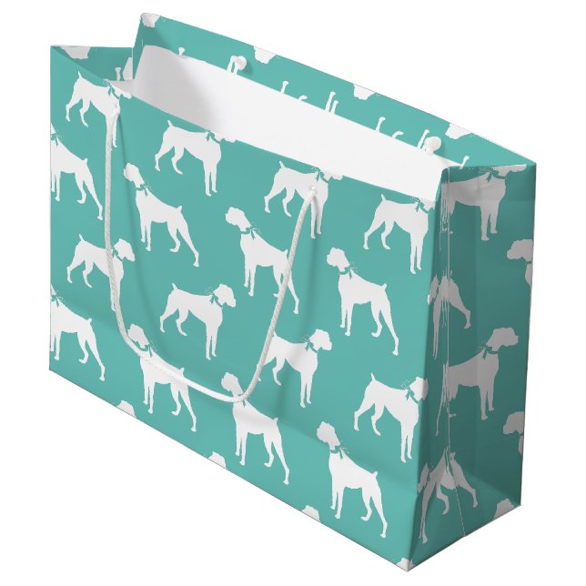 Boxer Doppy Puppy Große Geschenktüte (Vorderseite Schrägansicht)