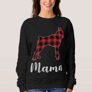 Boxer Doppy Puppy Red karierte Weihnachten Sweatshirt