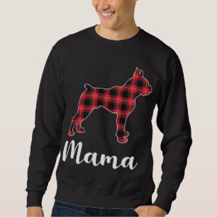 Boxer Doppy Puppy Red karierte Weihnachten Sweatshirt
