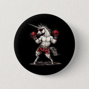 Boxer Einhorn mit Boxhandschuhen Kickboxen Lustig Button