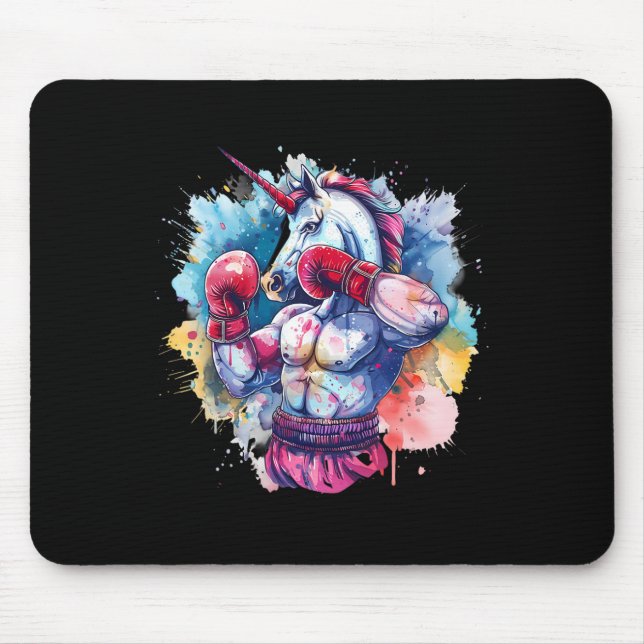 Boxer-Einhorn mit Boxhandschuhen Kickboxen Lustig  Mousepad (Vorne)