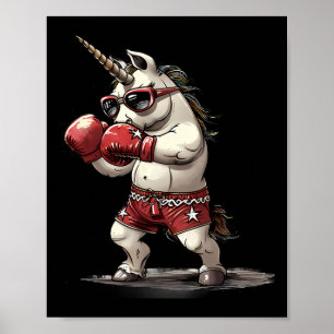 Boxer-Einhorn mit Boxhandschuhen Kickboxen Süß B Poster