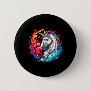Boxer Einhorn mit Boxhandschuhen Kickboxing Funny Button