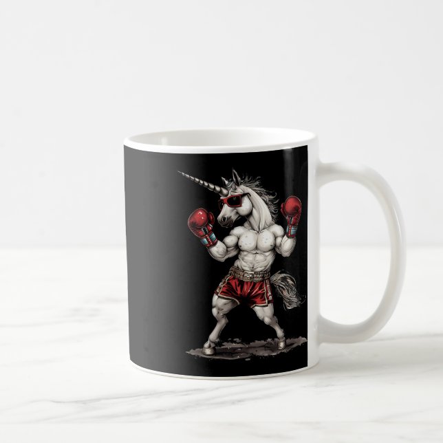 Boxer Einhorn mit Boxhandschuhen Kickboxing Funny Kaffeetasse (Rechts)