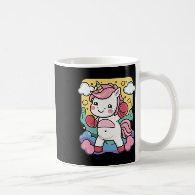 Boxer Einhorn mit Boxhandschuhen Lieben Boxen Kaffeetasse (Rechts)