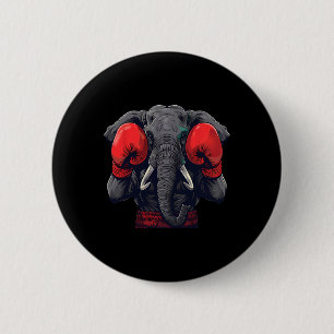 Boxer-Elefant mit Boxhandschuhen Kickboxen Lustig Button