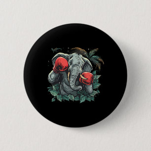 Boxer-Elefant mit Boxhandschuhen Kickboxen Lustig Button