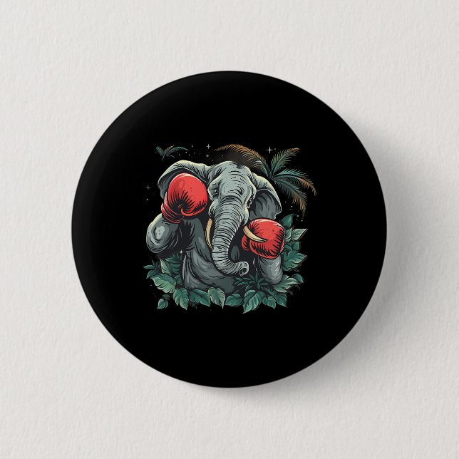 Boxer-Elefant mit Boxhandschuhen Kickboxen Lustig Button (Vorderseite)