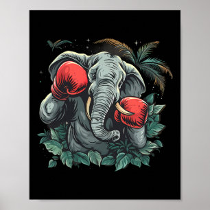 Boxer-Elefant mit Boxhandschuhen Kickboxen Lustig Poster