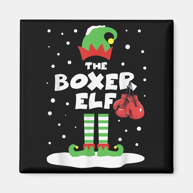 Boxer Elf Matching Group Familienurlaub Xmas Costu Magnet (Vorne)