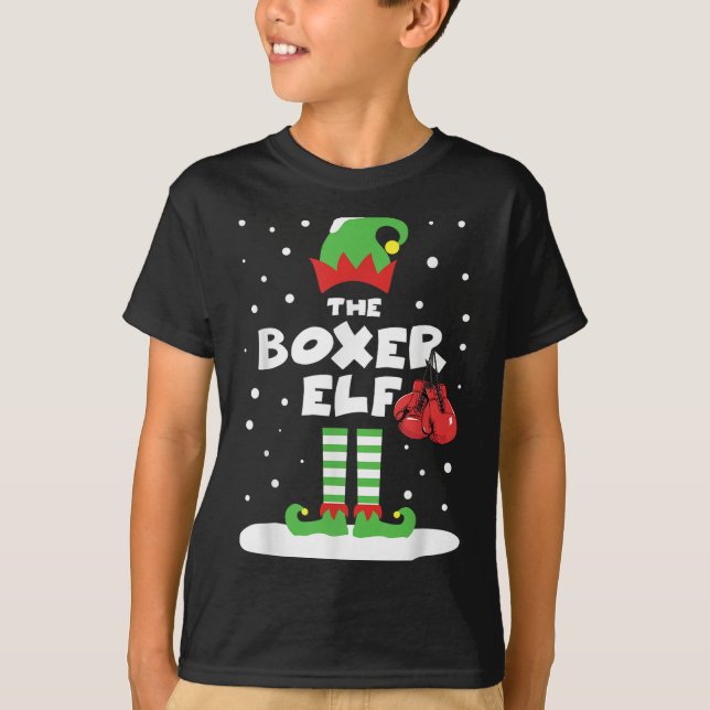 Boxer Elf Matching Group Familienurlaub Xmas Costu T-Shirt (Vorderseite)