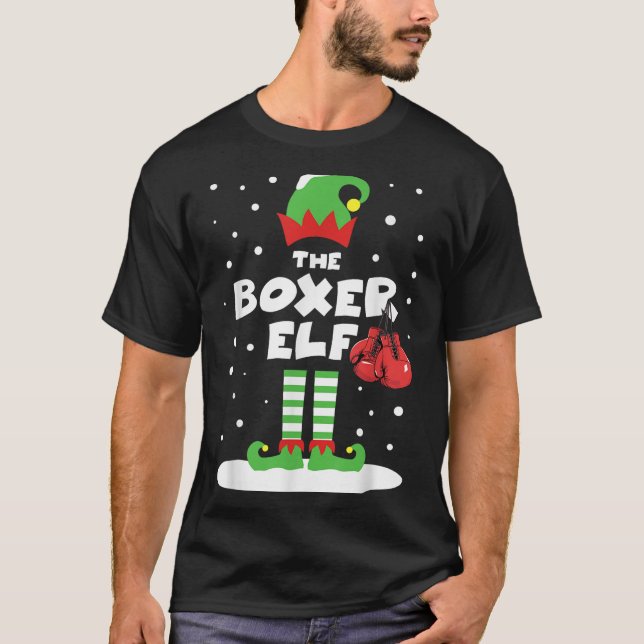 Boxer Elf Matching Group Familienurlaub Xmas Costu T-Shirt (Vorderseite)