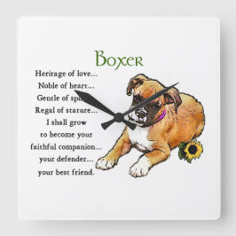 Boxer-Erbe der Liebe Quadratische Wanduhr