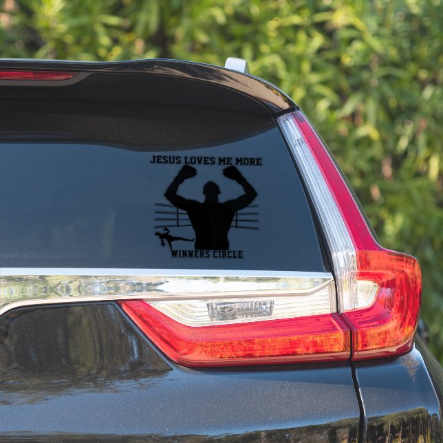BOXER FIGHTER JESUS LIEBEN MICH MEHR - Gewinner Ci Aufkleber (Auto Seite)