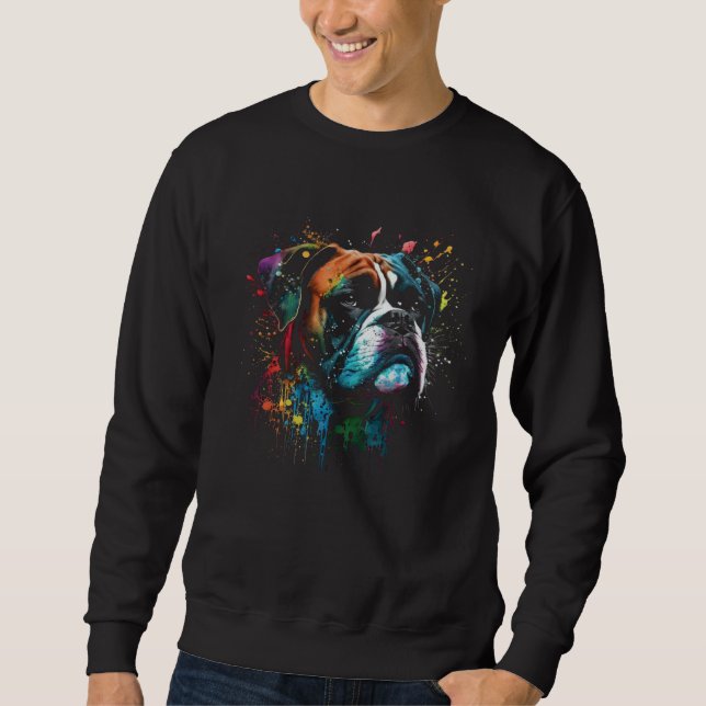 Boxer Flames Cute Dog Sweatshirt (Vorderseite)
