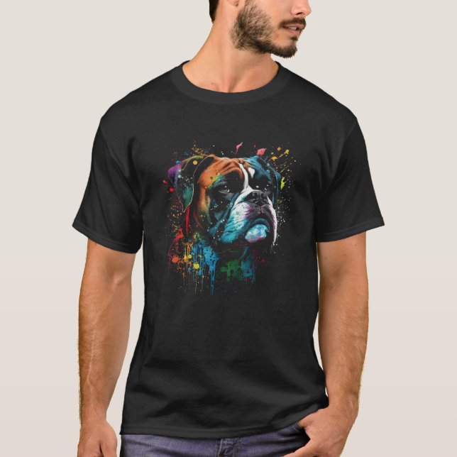 Boxer Flames Cute Dog T-Shirt (Vorderseite)