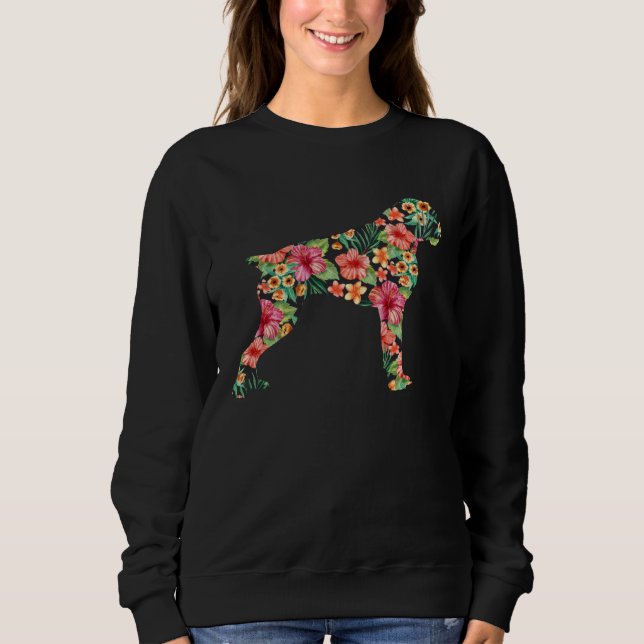 Boxer Flower  Dog Silhouette Floral  Women Men Sweatshirt (Vorderseite)