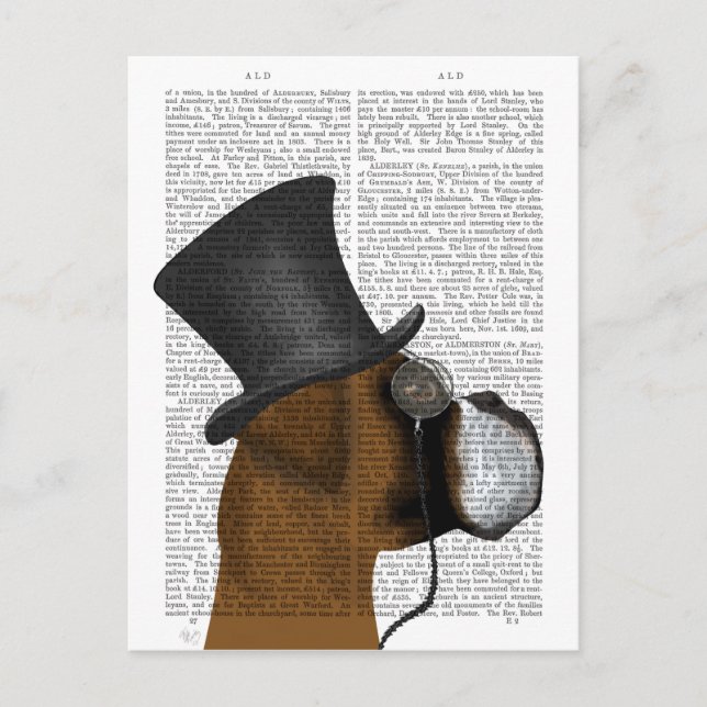 Boxer, formaler Hund und Hut Postkarte (Vorderseite)