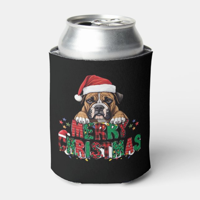 Boxer - Frohe Weihnachts-Hunde Oversifizierter T - Dosenkühler (Kanne Vorderseite)