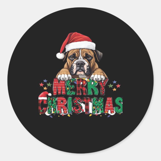 Boxer - Frohe Weihnachts-Hunde Oversifizierter T - Runder Aufkleber (Vorderseite)