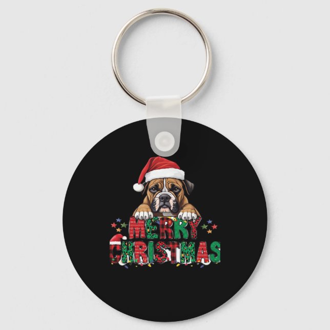 Boxer - Frohe Weihnachts-Hunde Oversifizierter T - Schlüsselanhänger (Vorderseite)