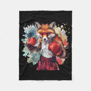 Boxer Fuchs mit Boxhandschuhen Kickboxen Lustiger Fleecedecke