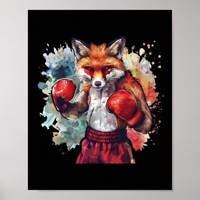 Boxer Fuchs mit Boxhandschuhen Kickboxen Lustiger  Poster (Vorne)