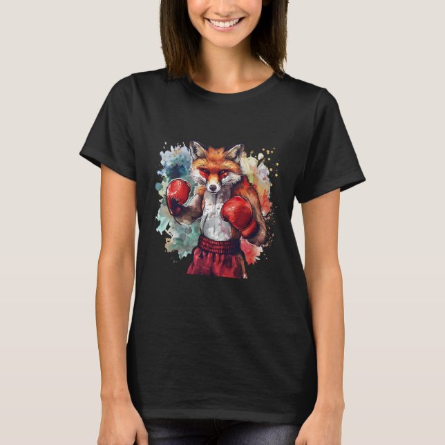 Boxer Fuchs Mit Boxhandschuhen Kickboxen Lustiger  T-Shirt (Vorderseite)