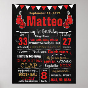 Boxer Geburtstagsparty-Chalkboard-Zeichen Poster