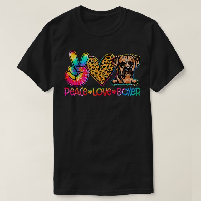 Boxer Gefärbte Krawatte Dog Lover T-Shirt (Design vorne)