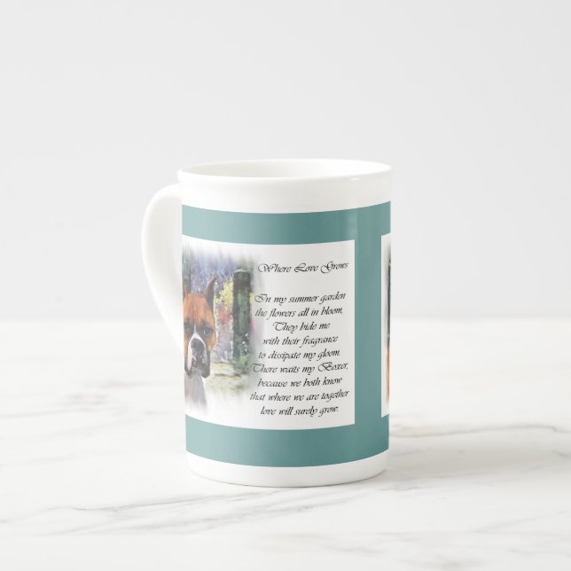 Boxer gibt, wo Liebe wächst Prozellantasse (Vorderseite Links)