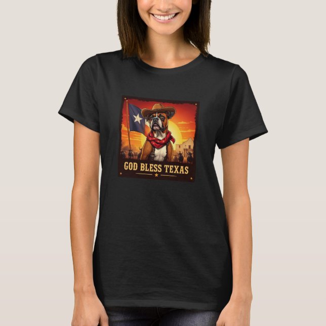 Boxer Gott segne Texas T-Shirt (Vorderseite)