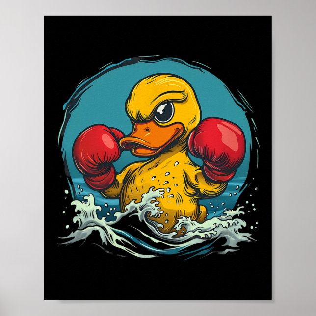 Boxer-Gummiente mit Boxhandschuhen Kickboxen Fu Poster (Vorne)
