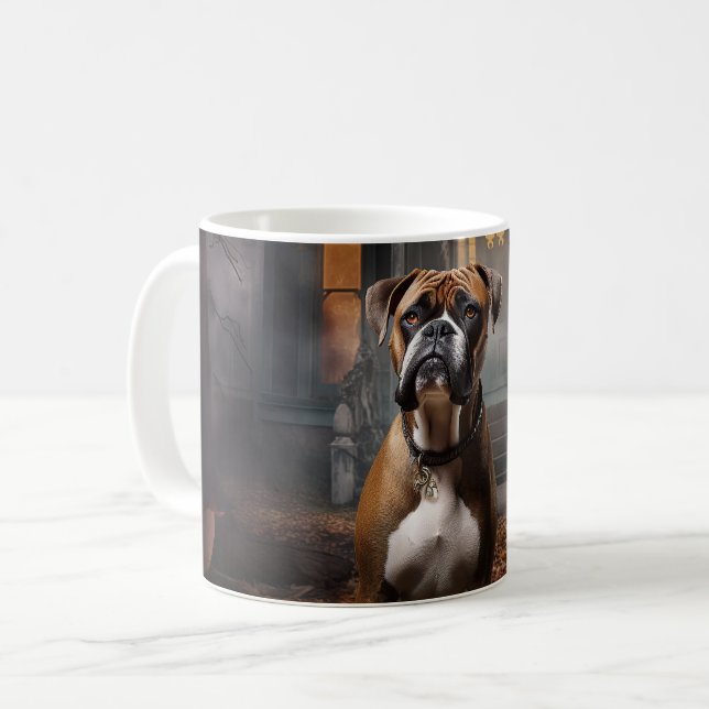 Boxer Halloween Beängstigend Kaffeetasse (Vorderseite Links)