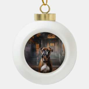 Boxer Halloween Beängstigend Keramik Kugel-Ornament
