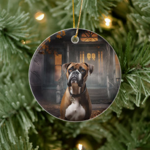 Boxer Halloween Beängstigend Keramik Ornament