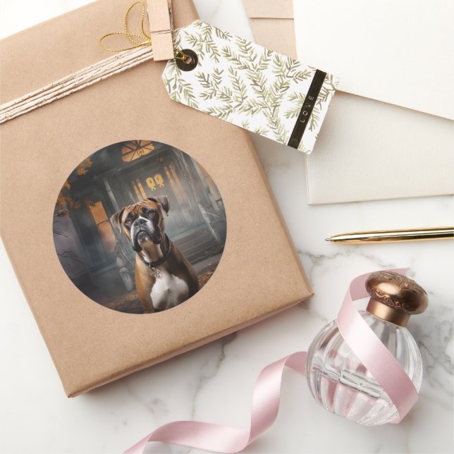 Boxer Halloween Beängstigend Runder Aufkleber (Schenken)