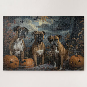 Boxer Halloween Nacht Hunde-Spaß Puzzle