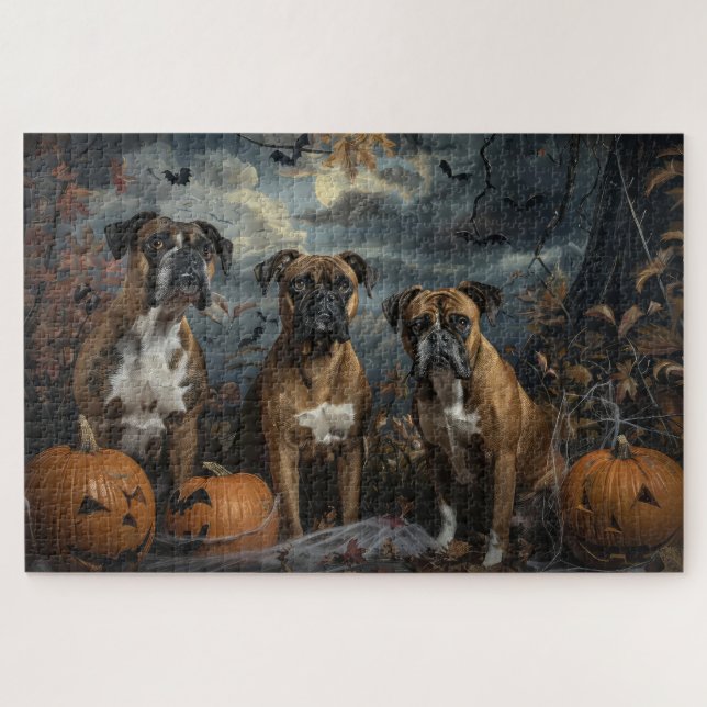 Boxer Halloween Night Doggy Delight Puzzle (Horizontal)