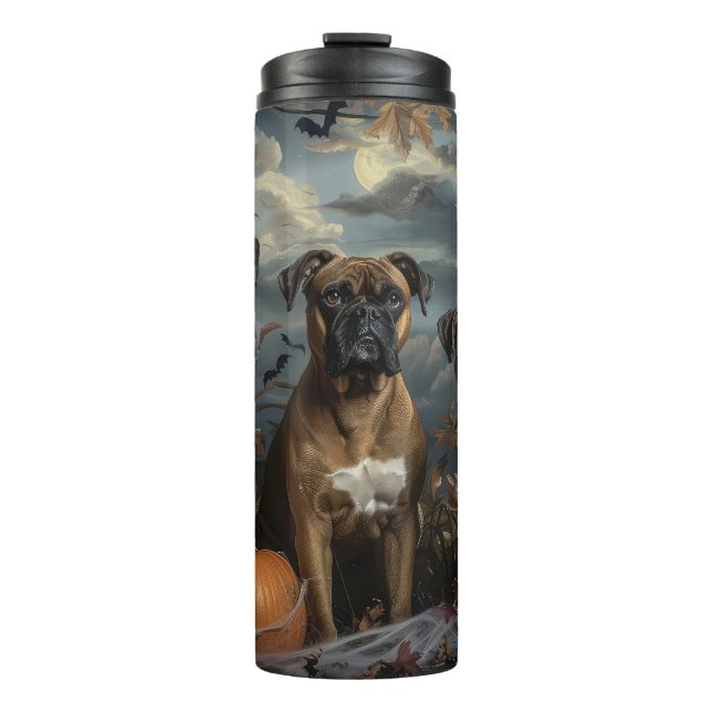 Boxer Halloween Night Doggy Delight Thermosbecher (Vorderseite)