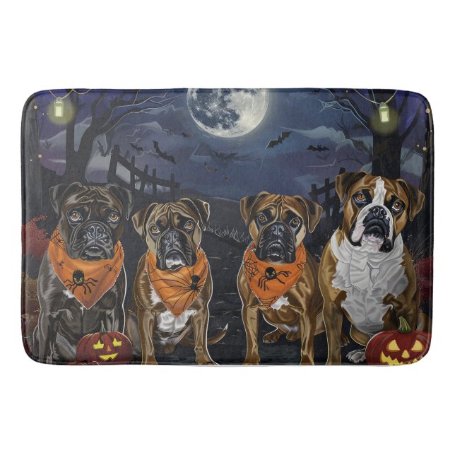Boxer Halloween Spooky Badematte (Vorderseite)