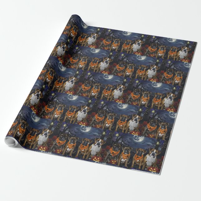 Boxer Halloween Spooky Geschenkpapier (Ungerollt)