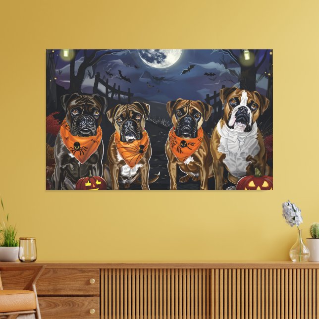 Boxer Halloween Spooky Leinwanddruck (Insitu (Wohnzimmer))
