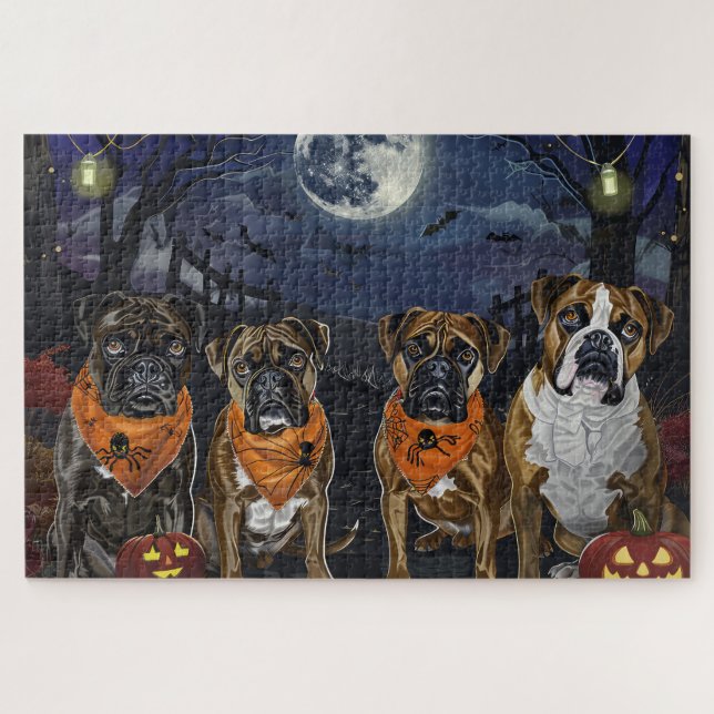 Boxer Halloween Spooky Puzzle (Horizontal)