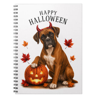 Boxer Halloween Teufelshund Notizblock